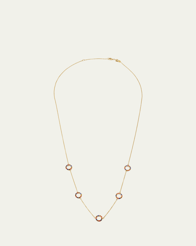 Lapis, Tigers Eye, and Carnelian Dash Five Circle Station Necklace